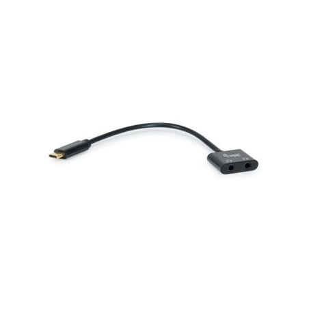 133469 CABLE DE AUDIO 0,15 M USB C 2 X 3,5MM NEGRO