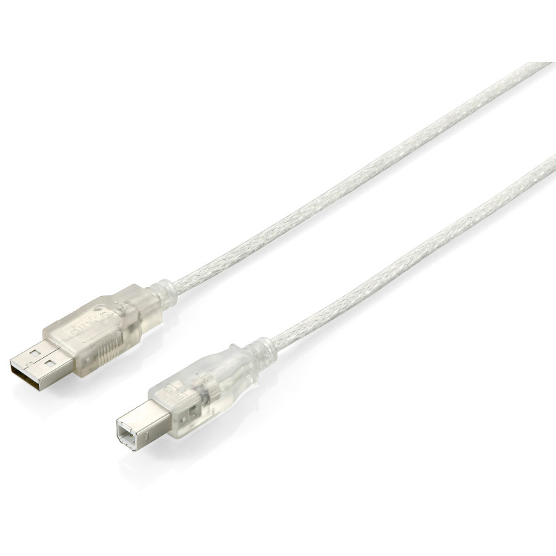 128650 CABLE USB 1,8 M USB 2.0 USB A USB B PLATA, TRANSPARENTE