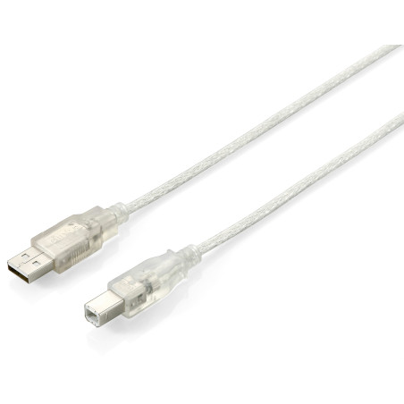 128650 CABLE USB 1,8 M USB 2.0 USB A USB B PLATA, TRANSPARENTE