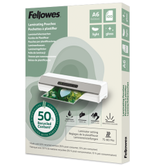 CAJA 100 FUNDAS DE PLASTIFICAR FELLOWES A6 BRILLO