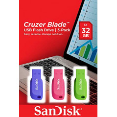 CRUZER BLADE 3X 32GB UNIDAD FLASH USB USB TIPO A 2.0 AZUL, VERDE, ROSA