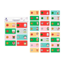 CAJA 24 BLISTER 8 ETIQUETAS ADHESIVAS NAVIDAD CON LAZO