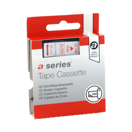 CINTA ROTULAR A-SERIES PARA DYMO LABEL MANAGER 12 mm x 7m ELECTRÓNICA ROJO/BLANCO