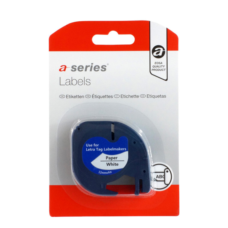 CINTA ROTULAR A-SERIES PARA DYMO LETRATAG 12mm x 4m PAPEL CINTA ROTULAR A-SERIES PARA DYMO LETRATAG 12mm x 4m PAPEL