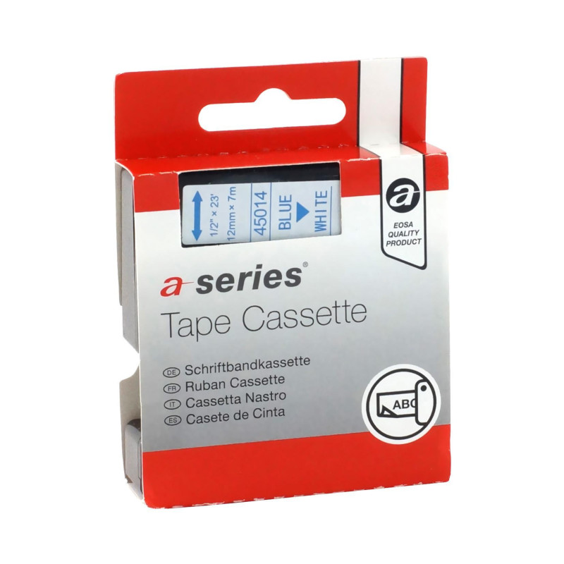 CINTA ROTULAR A-SERIES PARA DYMO LABEL MANAGER 12mm x 7m ELECTRÓNICA AZUL/BLANCO