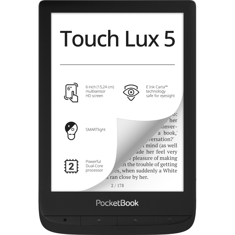 TOUCH LUX 5 LECTORE DE E-BOOK PANTALLA TÁCTIL 8 GB WIFI NEGRO
