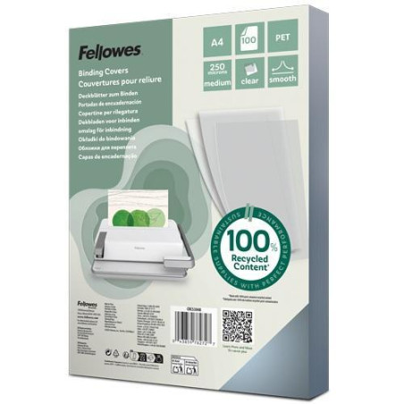 CAJA 100 PORTADAS PARA ENCUADERNAR FELLOWES 250 MICRAS