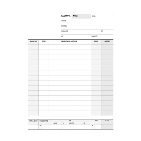 TALONARIO 50h APLI FACTURAS 1/4 DUPLICADO CATALÁNFACTURAS 4º CATALÁN