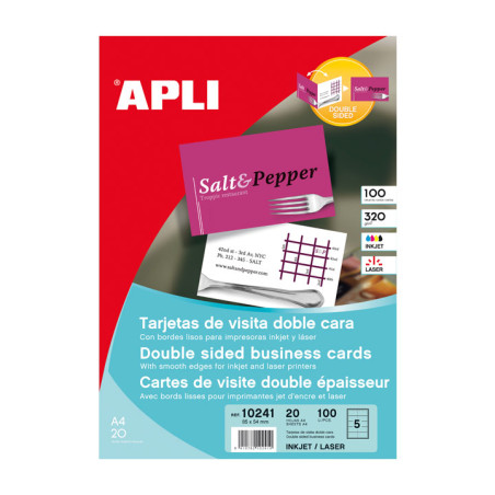 PAQUETE 100h TARJETAS DE VISITAS APLI 320gr DOBLE CARA