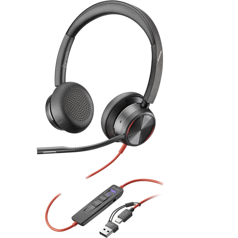 AURICULARES ESTÉREO BLACKWIRE 8225 CON CERTIFICACIÓN MICROSOFT TEAMS USB-C + ADAPTADOR USB-C/A