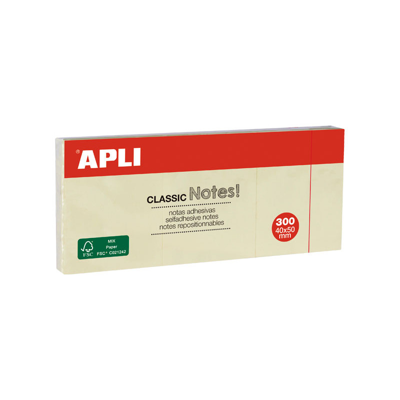 PACK 3 BLOCS 100h NOTAS ADHESIVAS APLI "CLASSIC" 40x50mm