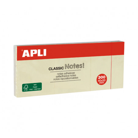 PACK 3 BLOCS 100h NOTAS ADHESIVAS APLI "CLASSIC" 40x50mm