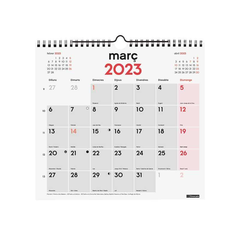 CALENDARIO DE PARED 2023 FINOCAM "NEUTRO: ESCRIBIR M" CATALÁN