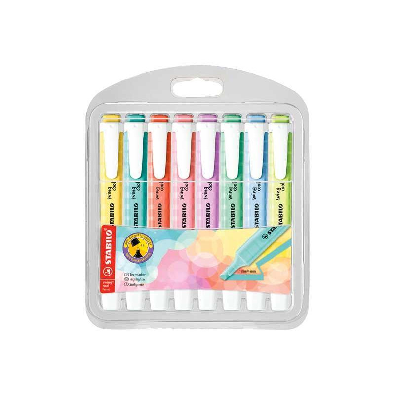 ESTUCHE 8 MARCADORES FLUORESCENTES STABILO SWING COOL PASTEL