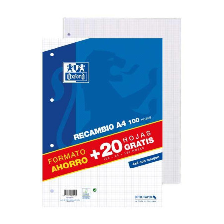 RECAMBIO OXFORD CLASSIC A4 100h+20h 4x4