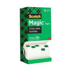 CAJA 14 CINTAS ADHESIVAS INVISIBLE SCOTCH MAGIC 19mmx33m