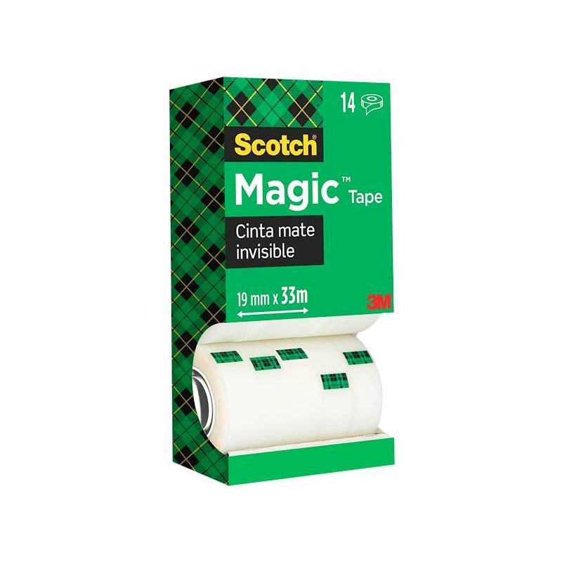 CAJA 14 CINTAS ADHESIVAS INVISIBLE SCOTCH MAGIC 19mmx33m