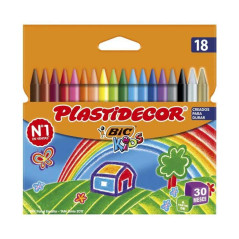 ESTUCHE 18 CERAS BIC KIDS PLASTIDECOR