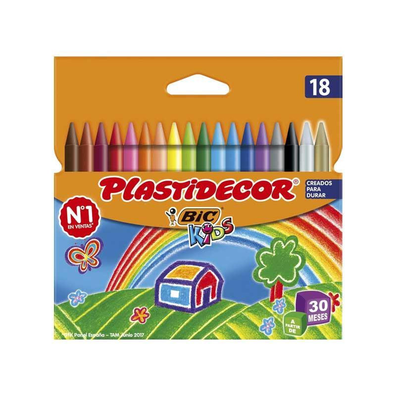 ESTUCHE 18 CERAS BIC KIDS PLASTIDECOR