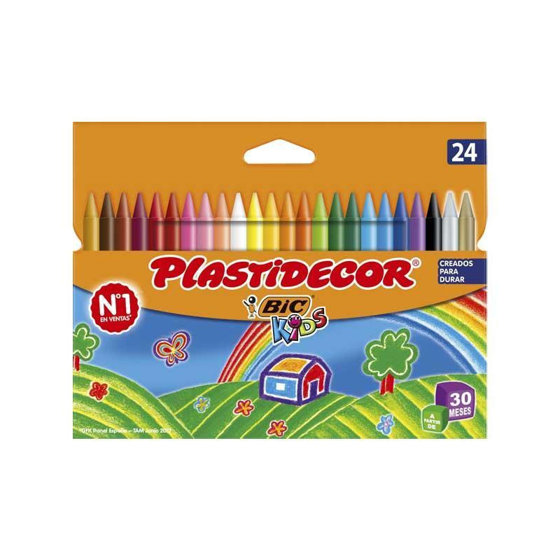 ESTUCHE 24 CERAS BIC KIDS PLASTIDECOR