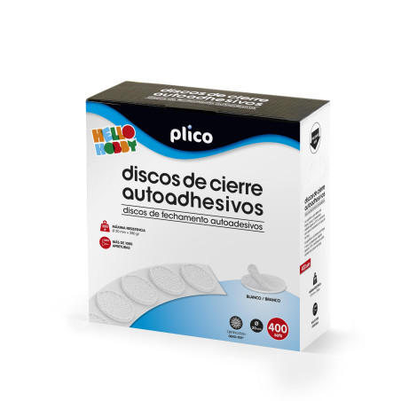 CAJA 400 DISCOS PLICO CIERRE TEXTIL ADHESIVOS 20mm