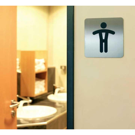 PICTOGRAMA ACERO DURABLE CUADRADO "WC HOMBRES"