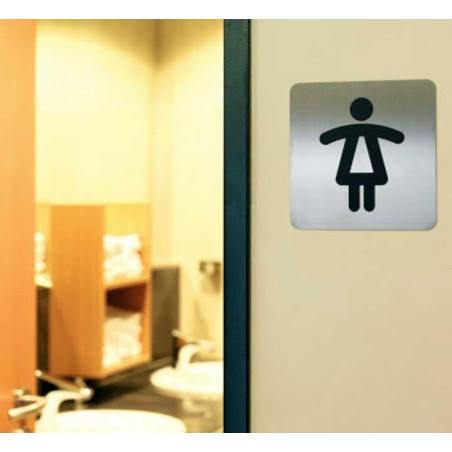 PICTOGRAMA ACERO DURABLE CUADRADO "WC MUJERES"