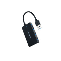 HUB USB 3.0 CON 4 PUERTOS DE USB 3.0, USB-A/M-USB 3.0/H, NEGRO, 15 CM