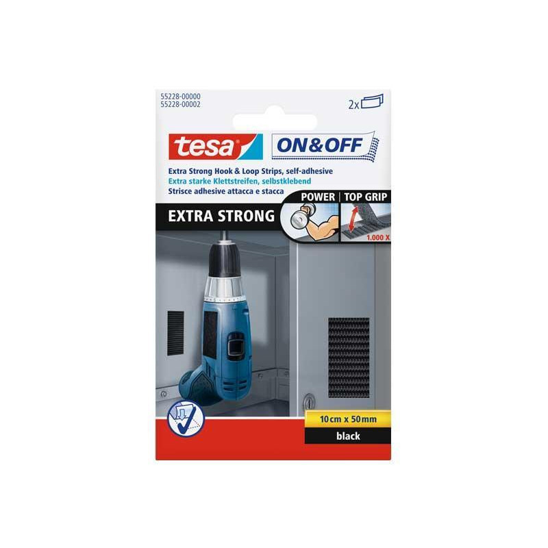 BLÍSTER 2 TIRAS CIERRE TESA ON&OFF EXTRAFUERTE BLANCO BLÍSTER 2 TIRAS CIERRE TESA ON&OFF EXTRAFUERTE BLANCO