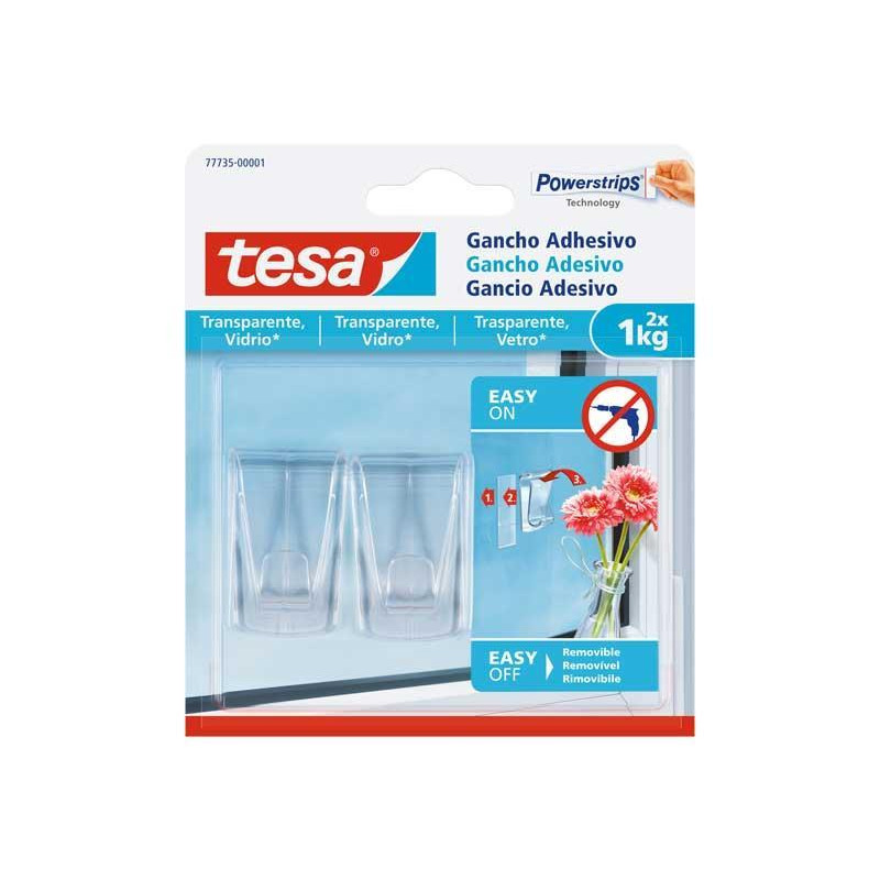 BLÍSTER 2 GANCHOS TESA PARA VIDRIO BLÍSTER 2 GANCHOS TESA PARA VIDRIO