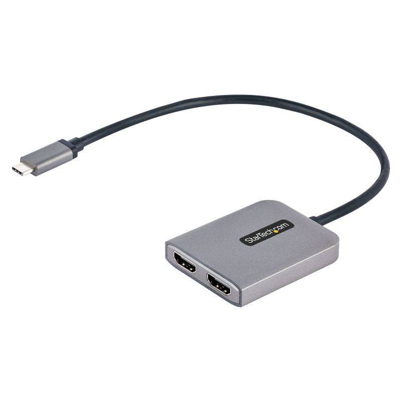 HUB CONCENTRADOR MST USB-C A 2 PUERTOS HDMI - HDMI DOBLE DE 4K A 60HZ - ADAPTADOR MULTIMONITOR USB TIPO C CON CABLE DE 3