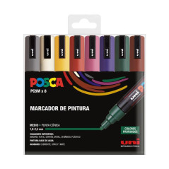 ESTUCHE 8 MARCADORES DE PINTURA UNI POSCA PC-5M "OSCUROS"