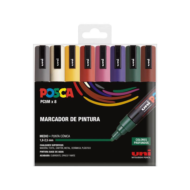ESTUCHE 8 MARCADORES DE PINTURA UNI POSCA PC-5M "OSCUROS" ESTUCHE 8 MARCADORES DE PINTURA UNI POSCA PC-5M "OSCUROS"