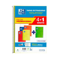 PACK 4+1 CUADERNOS OXFORD "CLASSIC: WRITE&ERASE" Fº 80h HORIZONTAL COLORES VIVOS