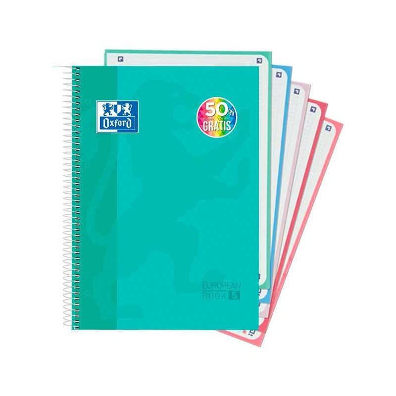 CUADERNO OXFORD "CLASSIC: EUROPEANBOOK 5" A4+ 120h TAPA EXTRADURA MENTA PASTEL