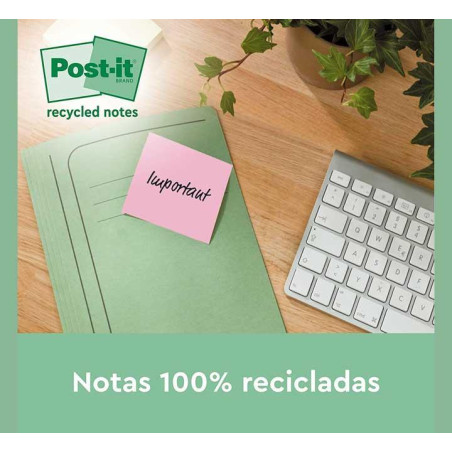 CAJA 6 BLOCS NOTAS POST-IT ECOLÓGICAS 76x76mm PASTEL