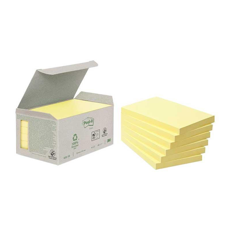 CAJA 6 BLOCS NOTAS POST-IT ECOLÓGICAS 76x127mm CAJA 6 BLOCS NOTAS POST-IT ECOLÓGICAS 76x127mm
