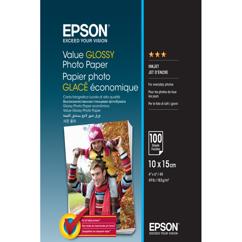 VALUE GLOSSY PHOTO PAPER - 10X15CM - 100 HOJAS