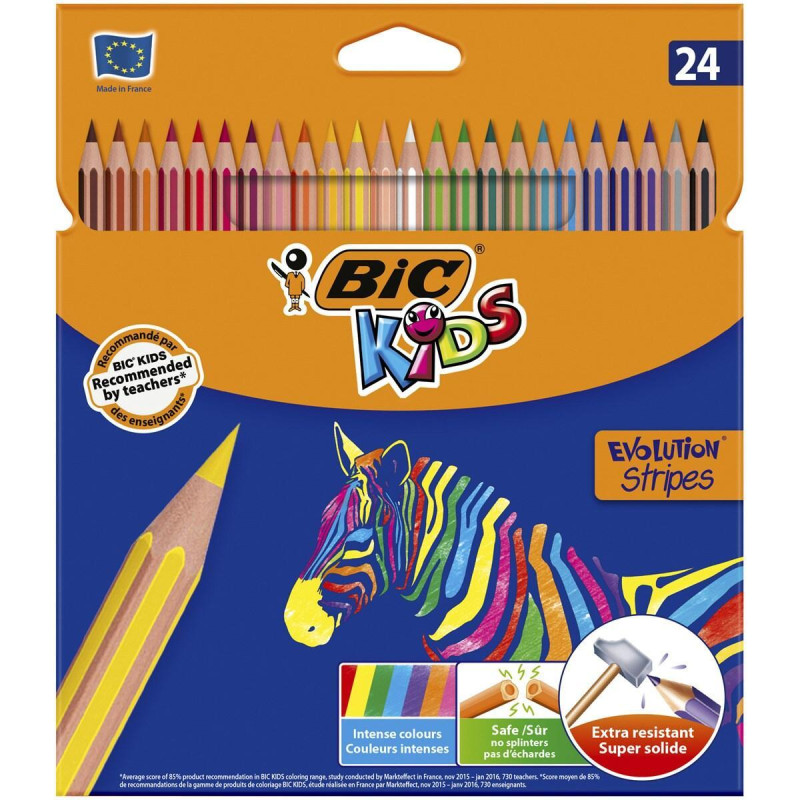ESTUCHE 24 LÁPICES DE COLORES BIC EVOLUTION STRIPES ESTUCHE 24 LÁPICES DE COLORES BIC EVOLUTION STRIPES