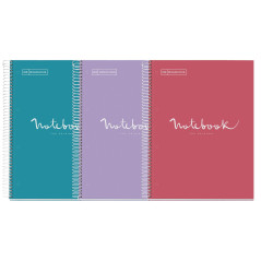 PACK 3 CUADERNOS MIQUEL RIUS NOTEBOOK 1 ESPIRAL "EMOTIONS" 80h A4 5x5 PASTEL 2