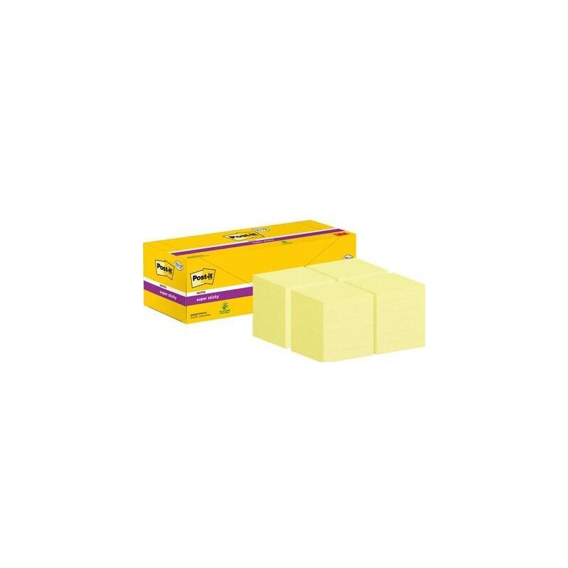 PACK 12 BLOCS NOTAS POST-IT SUPER STICKY 76x76mm +12 GRATIS