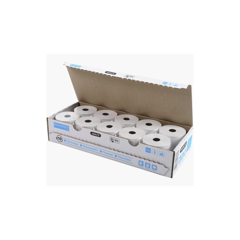 CAJA 10 ROLLOS PAPEL TÉRMICO EXACOMPTA 57x60mm