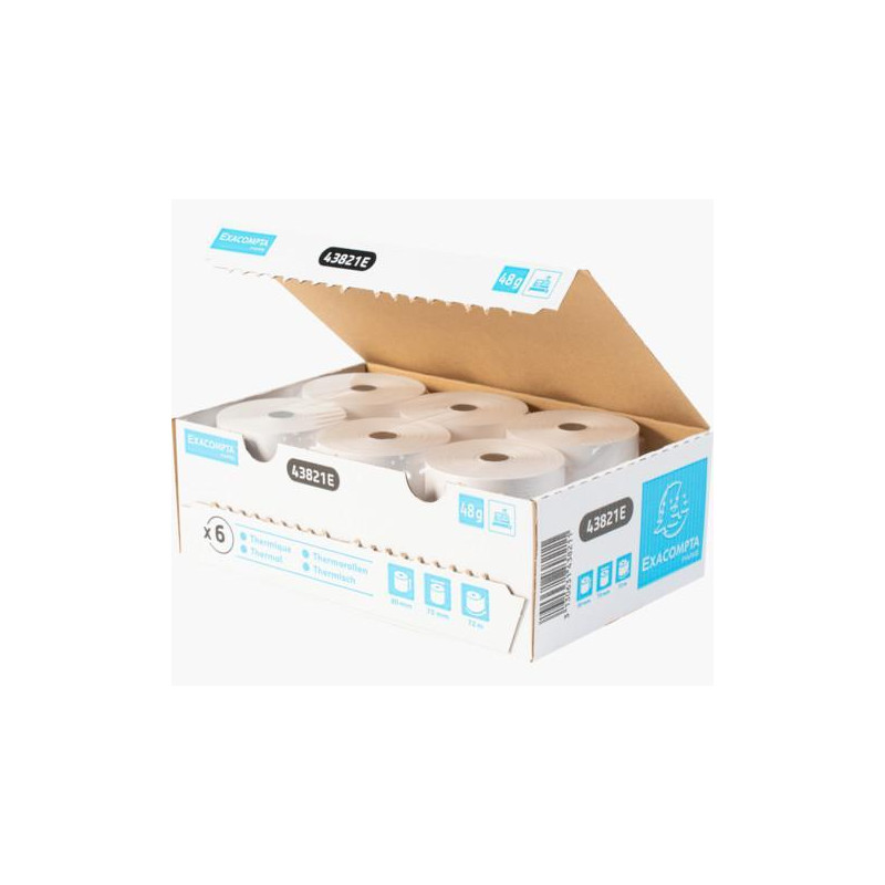 CAJA 6 ROLLOS PAPEL TÉRMICO EXACOMPTA 80x70mm