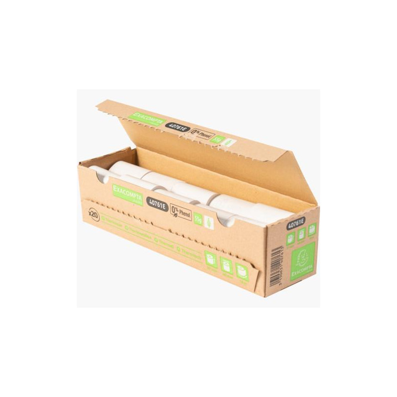 CAJA 20 ROLLOS PAPEL TÉRMICO EXACOMPTA 57x40mm SIN FENOL