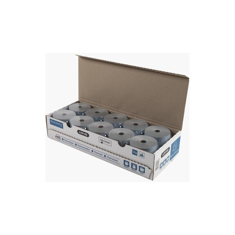 CAJA 10 ROLLOS PAPEL TÉRMICO EXACOMPTA 80x80mm SAFE CONTACT