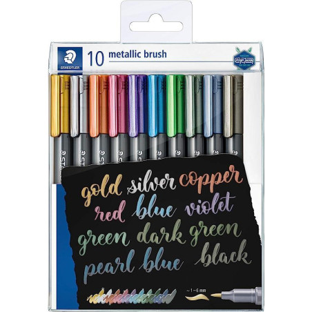 ESTUCHE 10 ROTULADORES STAEDTLER METALLIC BRUSH