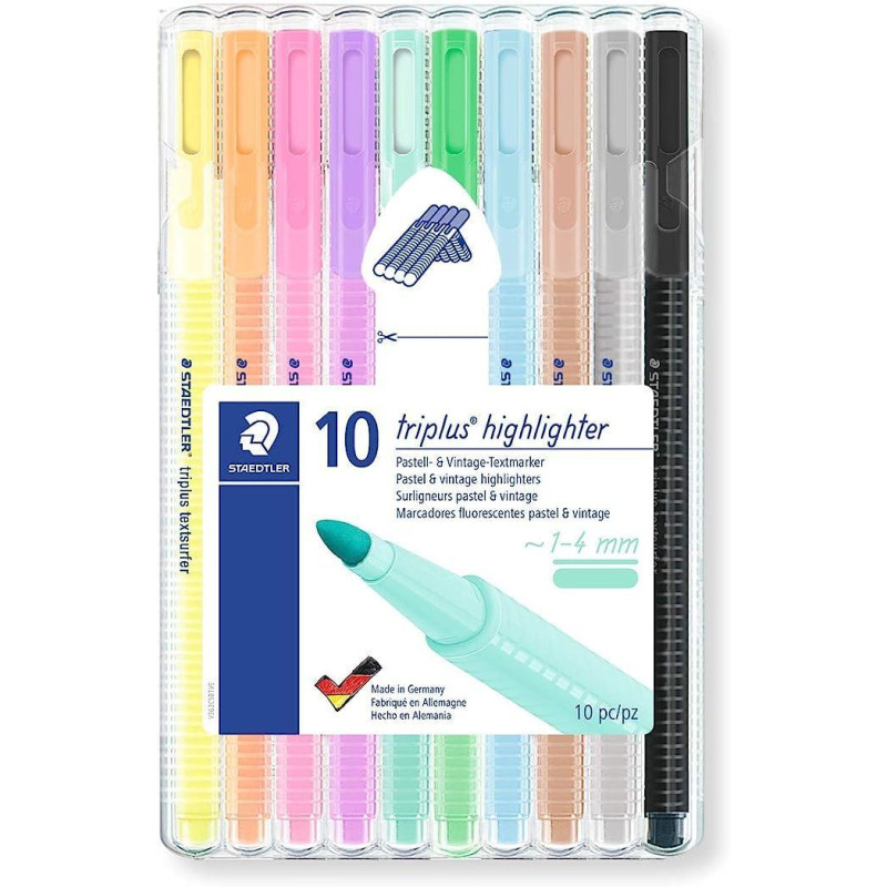 ESTUCHE 10 ROTULADORES STAEDTLER TRIPLUS HIGHLIGHTER PASTEL & VINTAGE