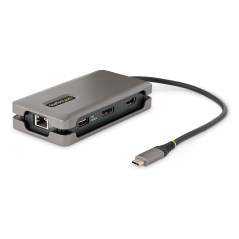 ADAPTADOR MULTIPUERTOS USB-C - HDMI/DP 4K A 60HZ - HUB LADRÓN USB DE 3 PUERTOS - POWER DELIVERY DE PASO DE 100W - GBE - 