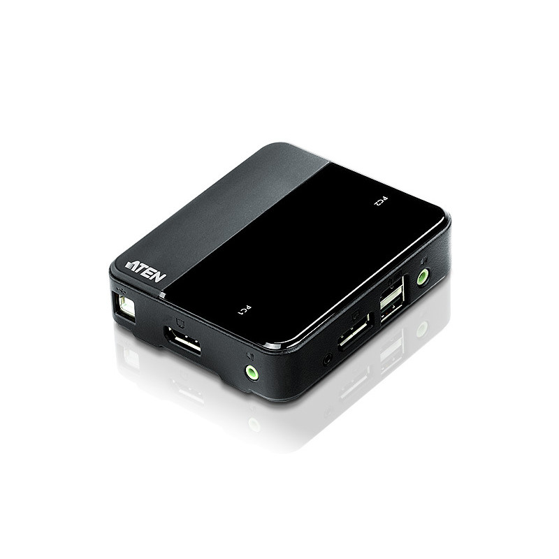 SWITCH KVM DISPLAYPORT/AUDIO USB DE 2 PUERTOS (COMPATIBLE CON 4K, CABLES INCLUIDOS)