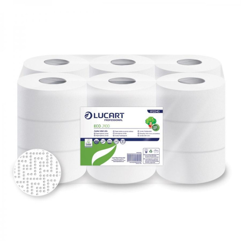 PACK 18 ROLLO PAPEL HIGIÉNICO LUCART ECO J100 JUMBO